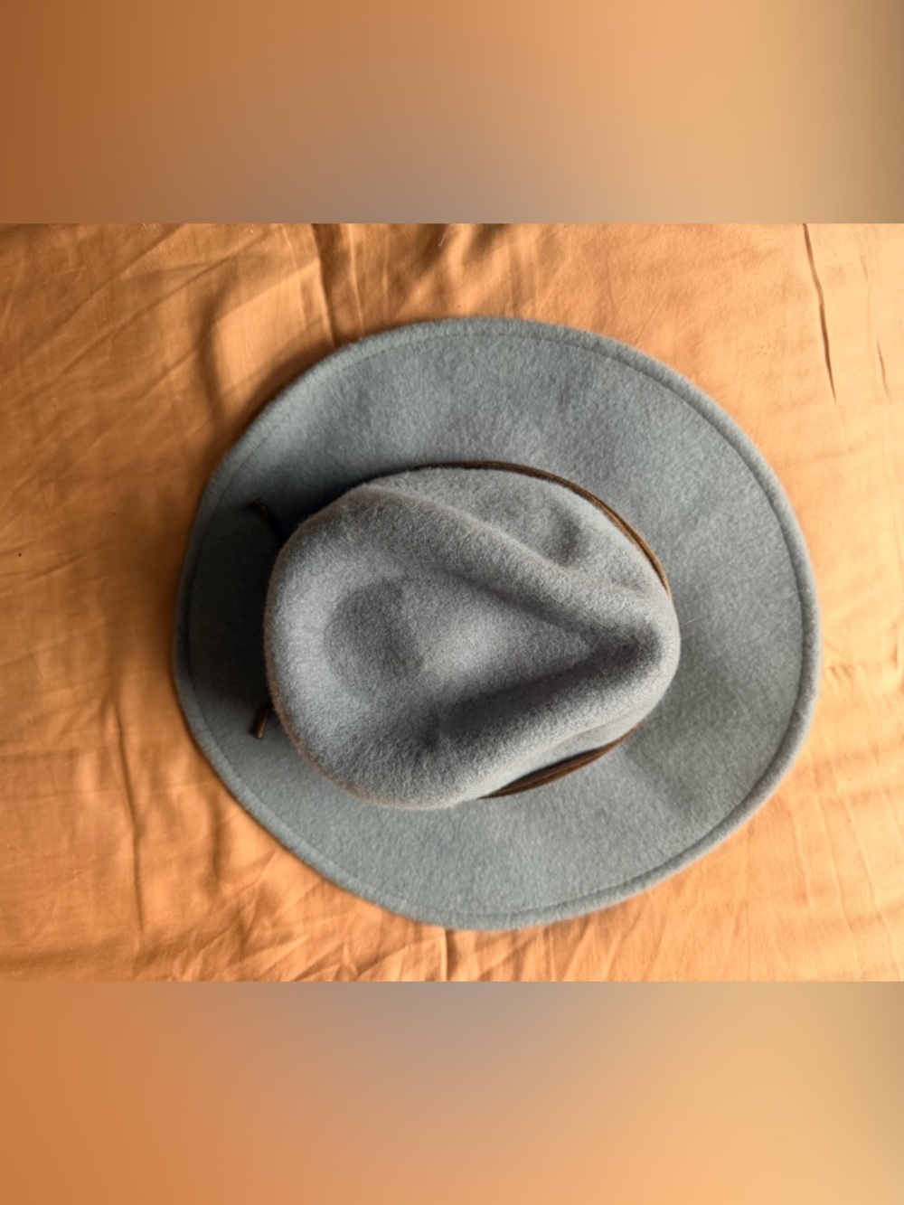 Brixton packable Light Blue Wool Fedora Hat with Brown Band